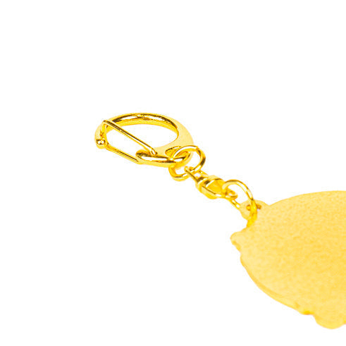 Japanese Gold-Tone Metal Keyring – Pagoda & Mount Fuji Charm