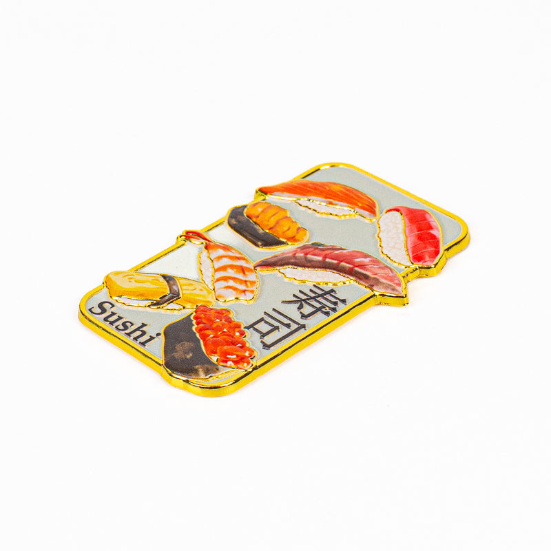 Japanese Gold-Tone Metal Magnet – Sushi Assortment