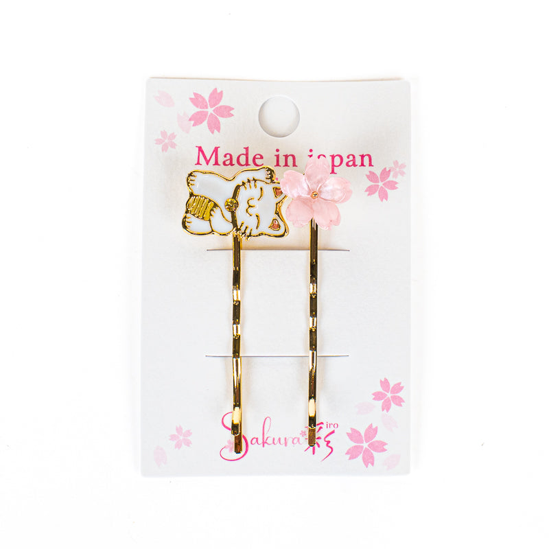 Japanese Hair Slides – Maneki-Neko & Sakura Blossom
