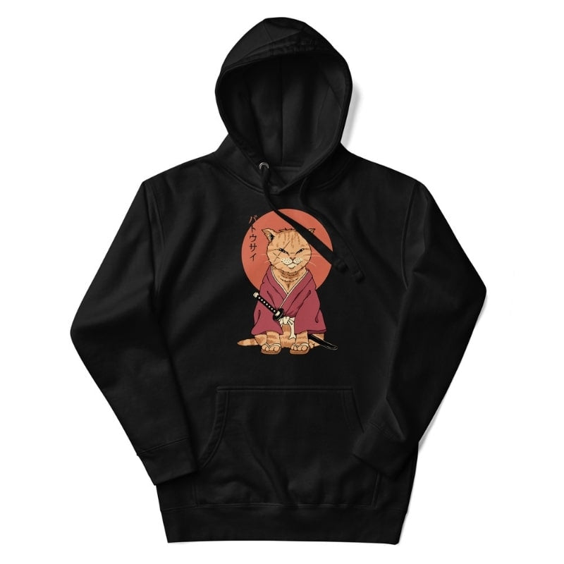 Japanese Hoodie - Neko Battôsaï S / Black