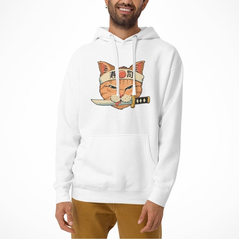 Japanese Hoodie - Neko Sushi Katana