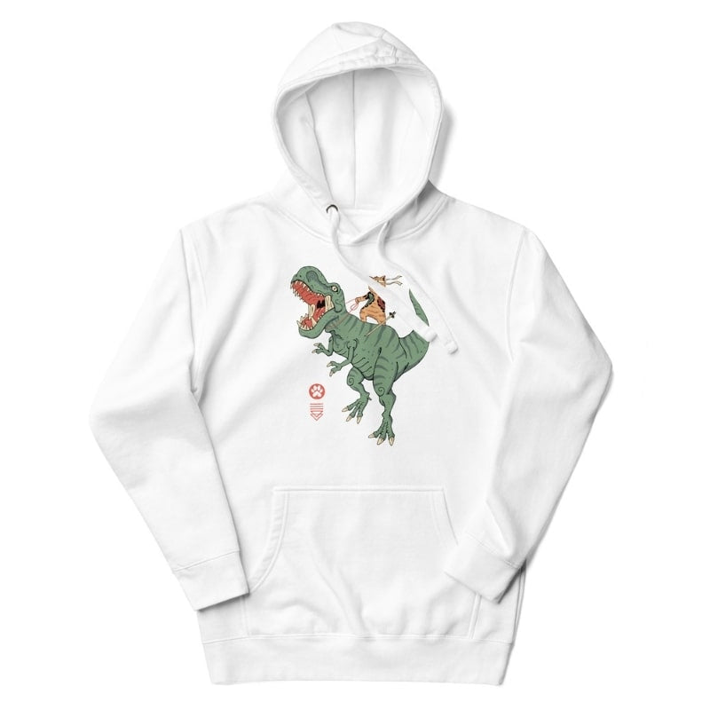 Japanese Hoodie - Neko T-Rex S / White