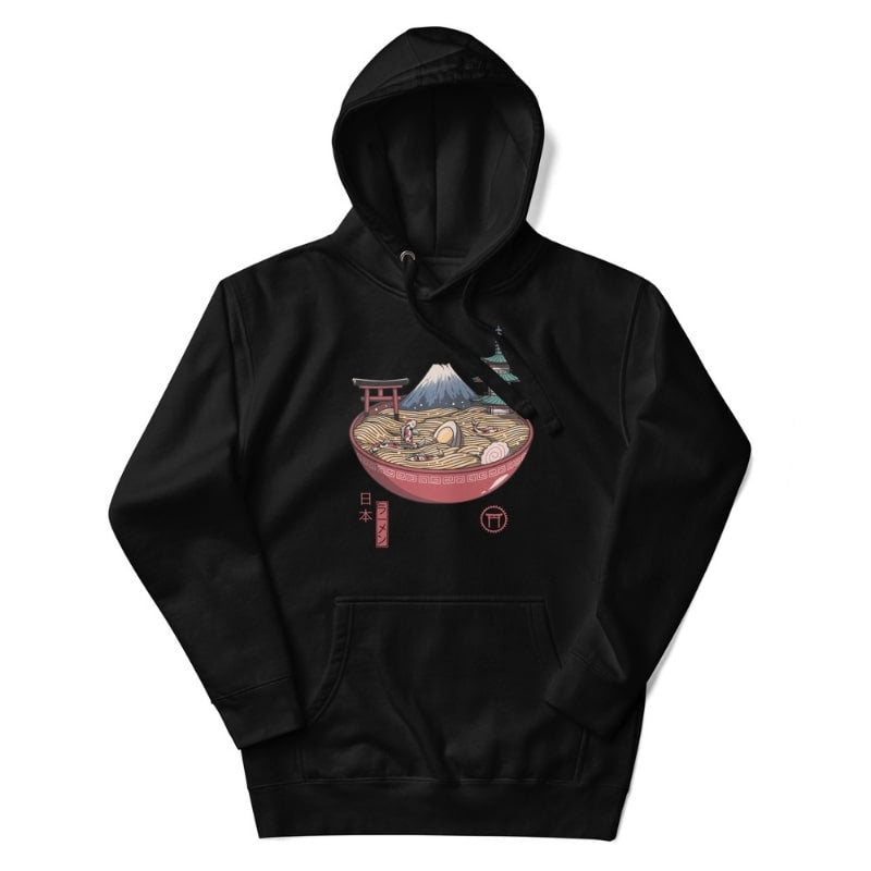 Japanese Hoodie - Ramen Life S / Black