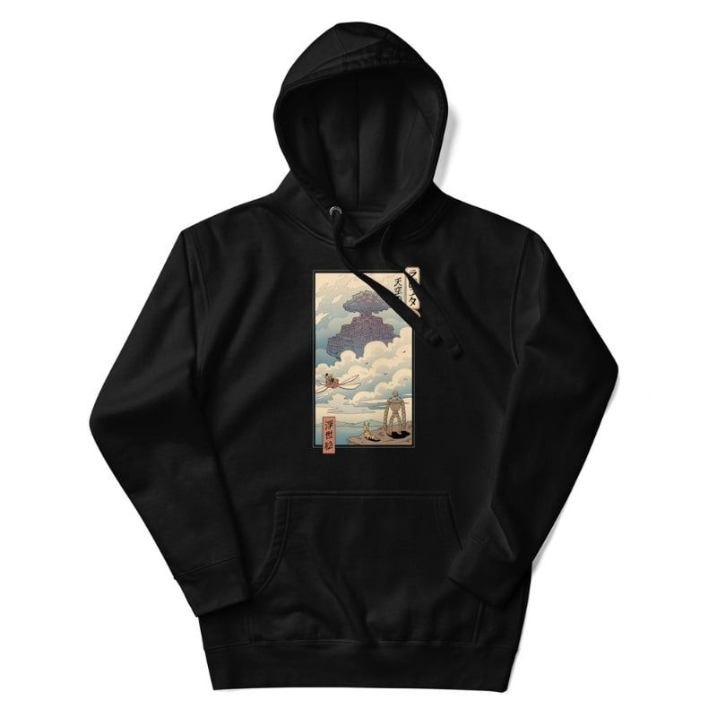Japanese Hoodie - Ukiyo-e Art S / Black