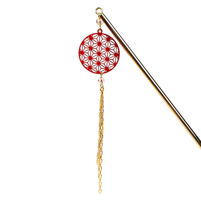 Japanese Kanzashi - Red Asanoha Pattern