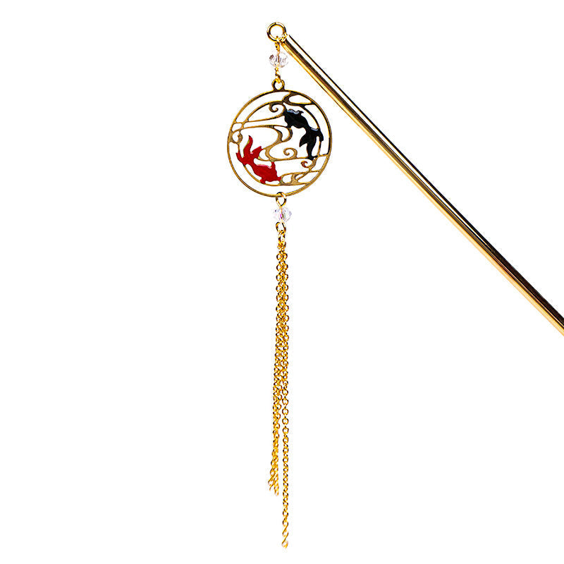 Japanese Kanzashi - Red & Black Fish