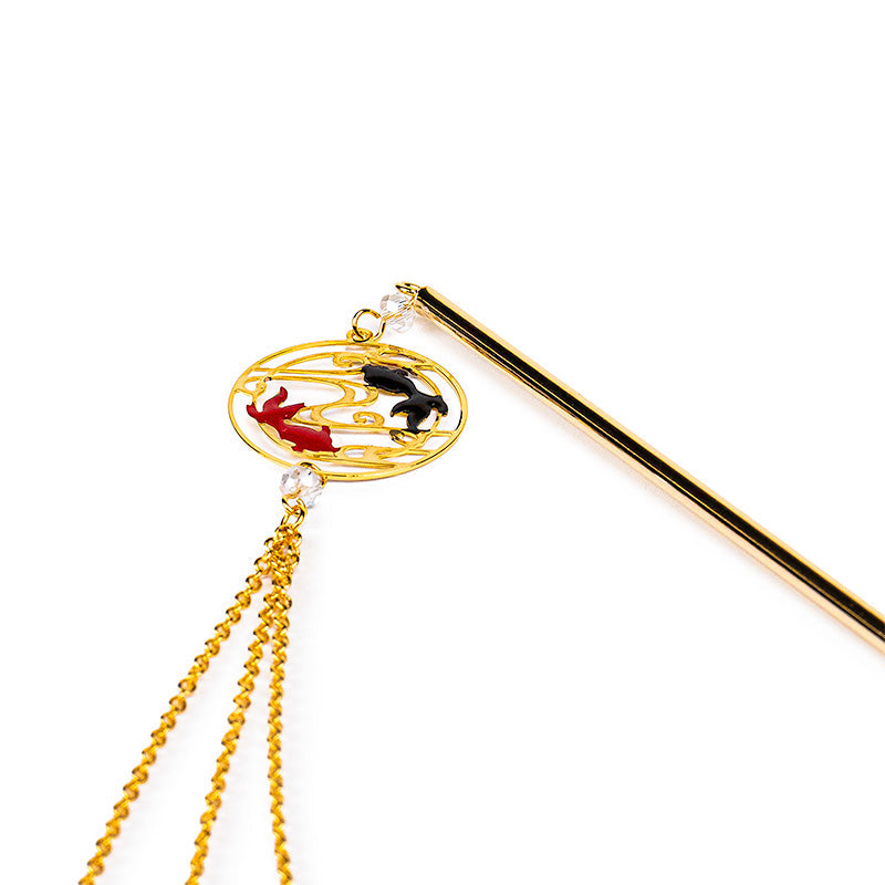 Japanese Kanzashi - Red & Black Fish