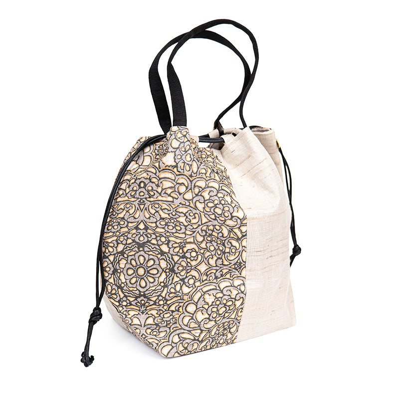 Japanese Kinchaku Bag Handwoven Linen Hōsōge