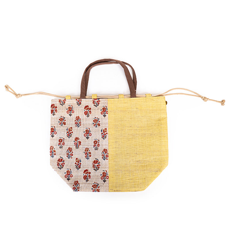 Japanese Kinchaku Bag Handwoven Linen Sarasa