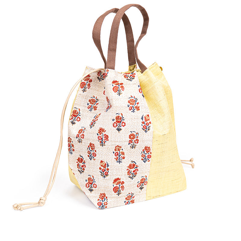 Japanese Kinchaku Bag Handwoven Linen Sarasa