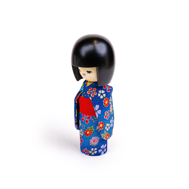 Japanese Kokeshi Doll - Blue Kimono