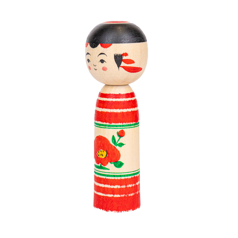 Japanese Kokeshi Doll - Tsubaki Camellia - 9 cm