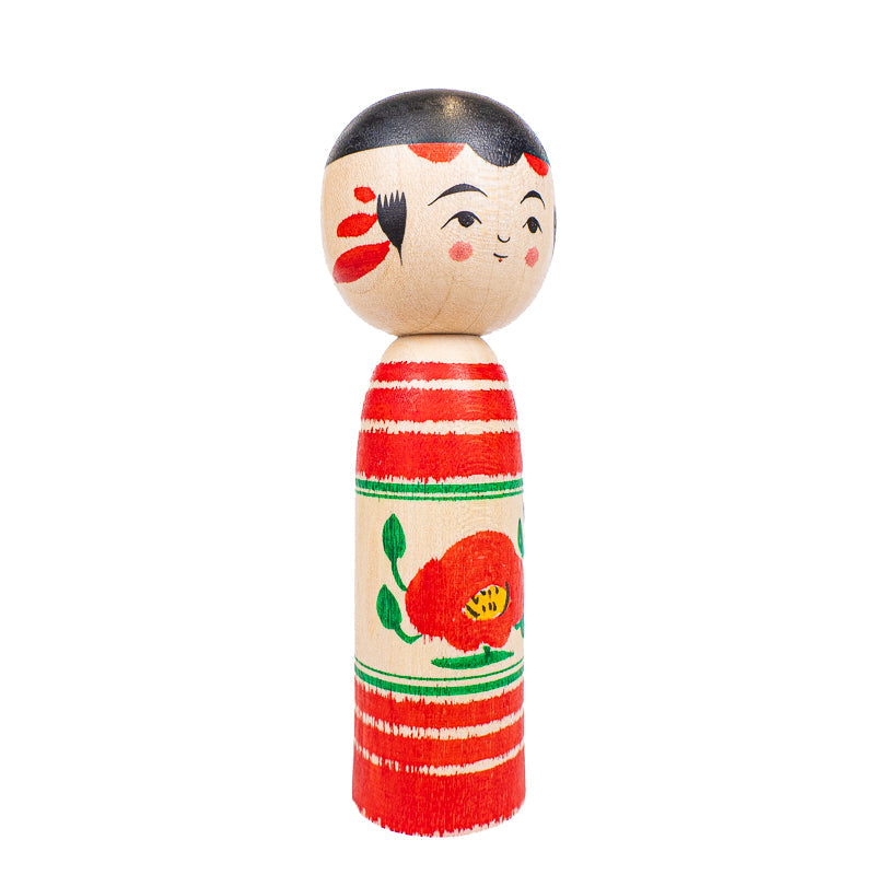Japanese Kokeshi Doll - Tsubaki Camellia - 9 cm