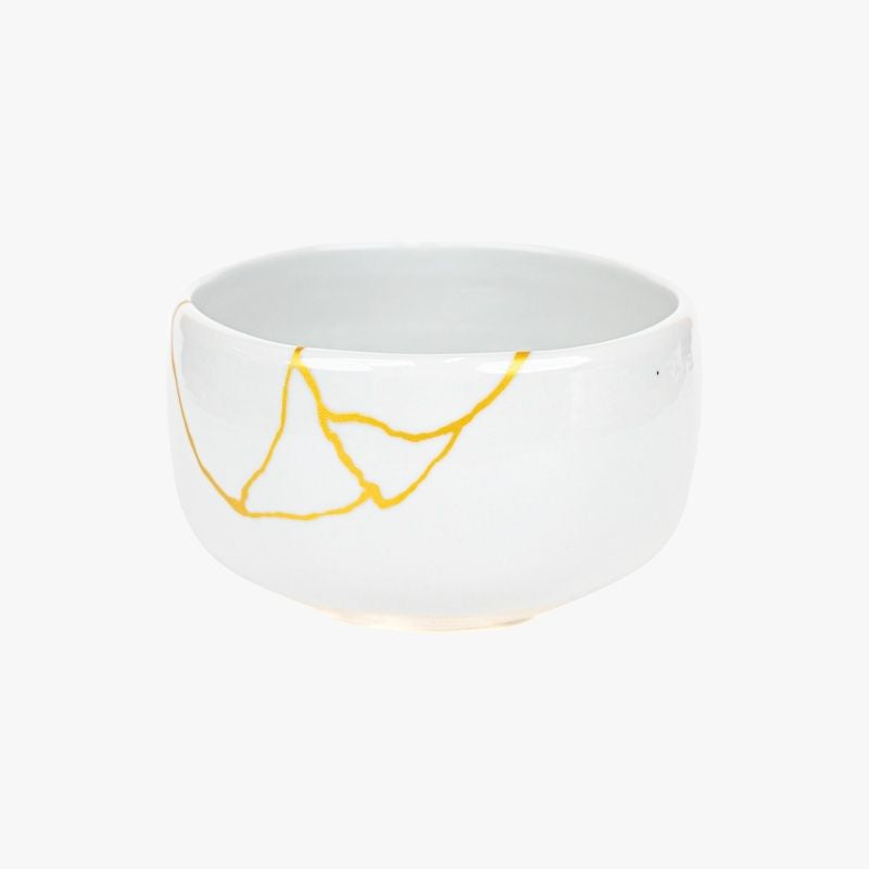 Japanese Matcha Bowl – White Kintsugi