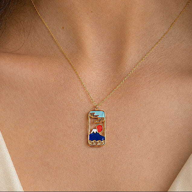 Japanese Necklace - Mount Fuji Pendant