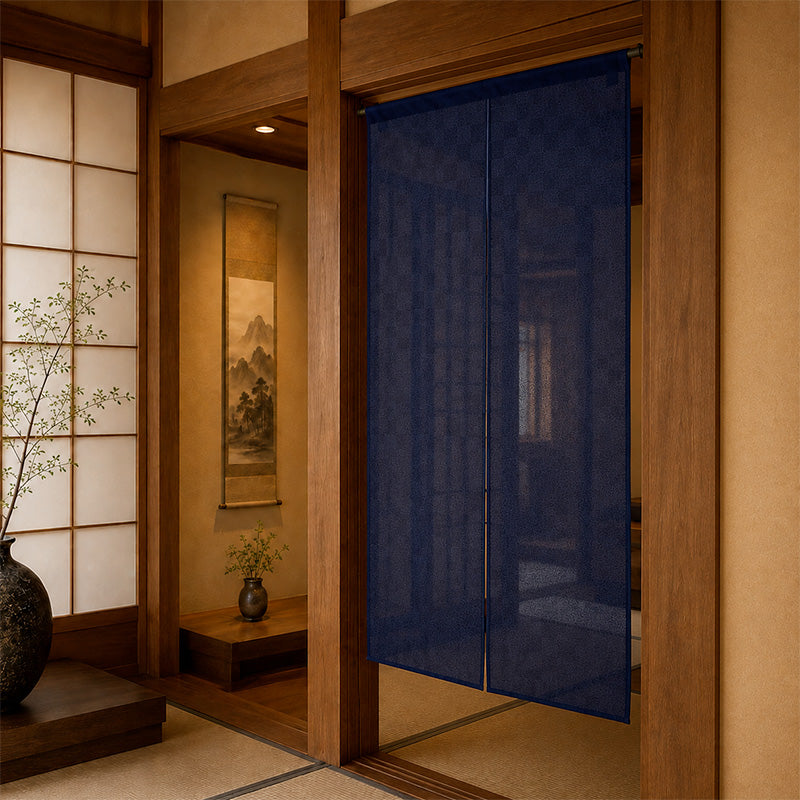 Japanese Noren Curtain - Midnight Blue Ichimatsu