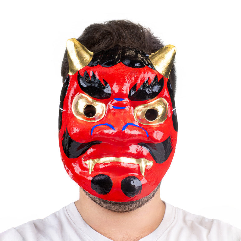 Japanese Papier-Mâché Oni Mask - Red