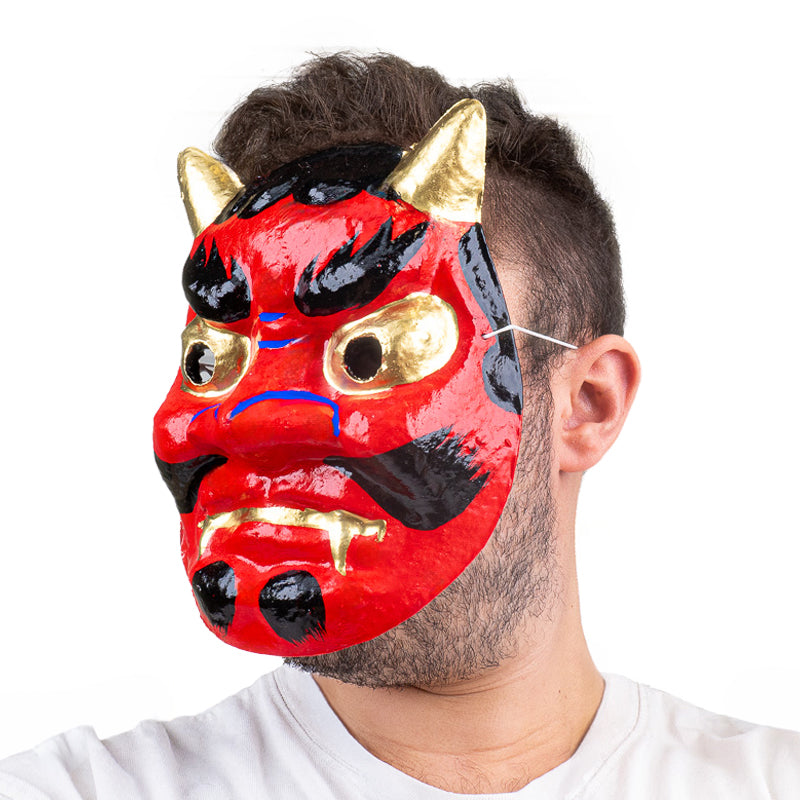 Japanese Papier-Mâché Oni Mask - Red