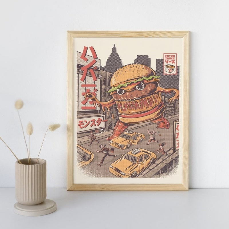 Japanese Poster - Burgerzilla A3
