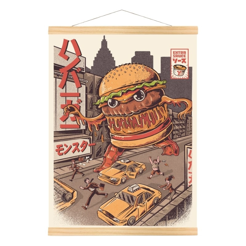 Japanese Poster - Burgerzilla A3