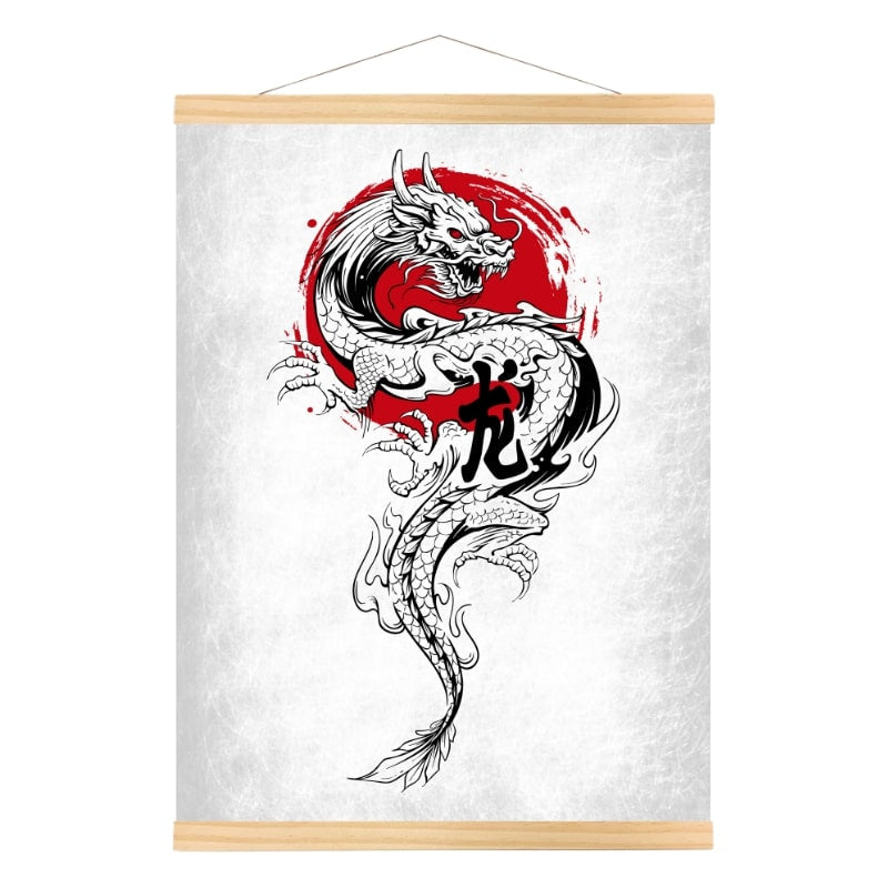 Japanese Poster - Dragon & Sun A3