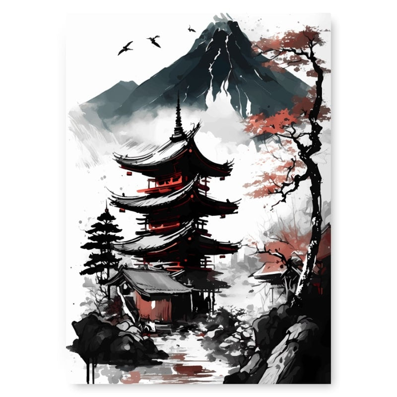 Japanese Poster - Pagoda View A3