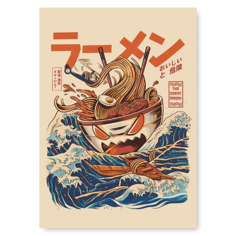 Japanese Poster - The Great Ramen off Kanagawa A3