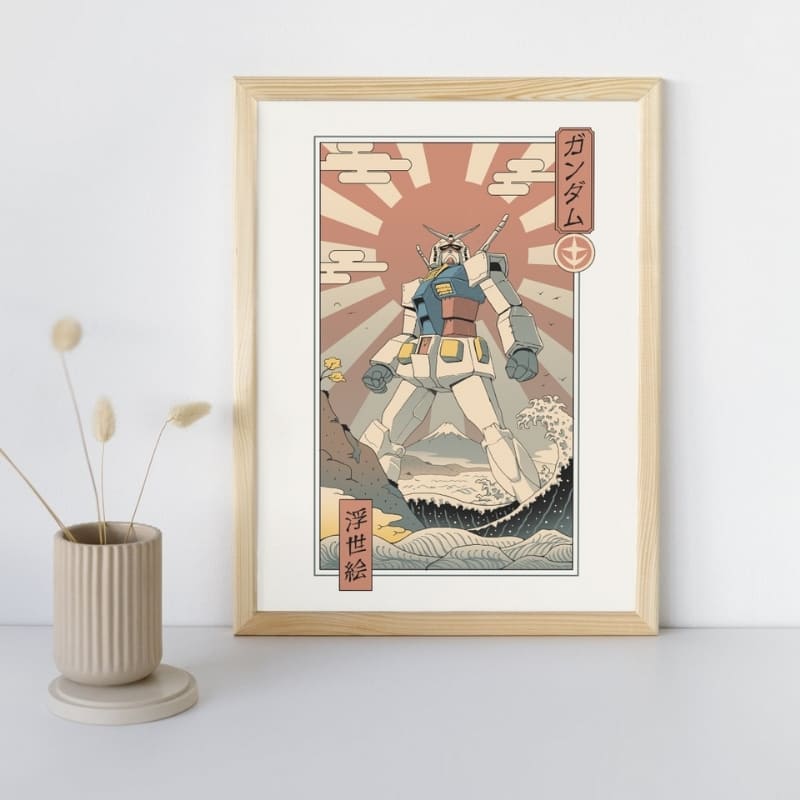 Japanese Poster - Ukiyo-e Mecha & Mount Fuji A3