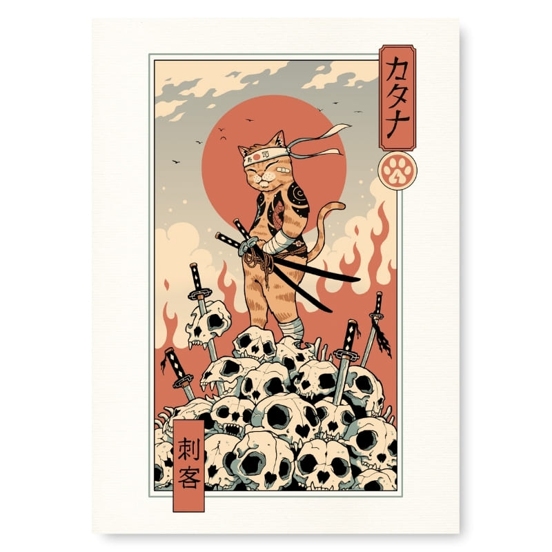 Japanese Poster - Ukiyo-e Neko Assassin A3