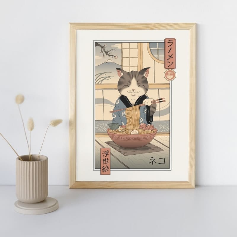 Japanese Poster - Ukiyo-e Neko Ramen A3