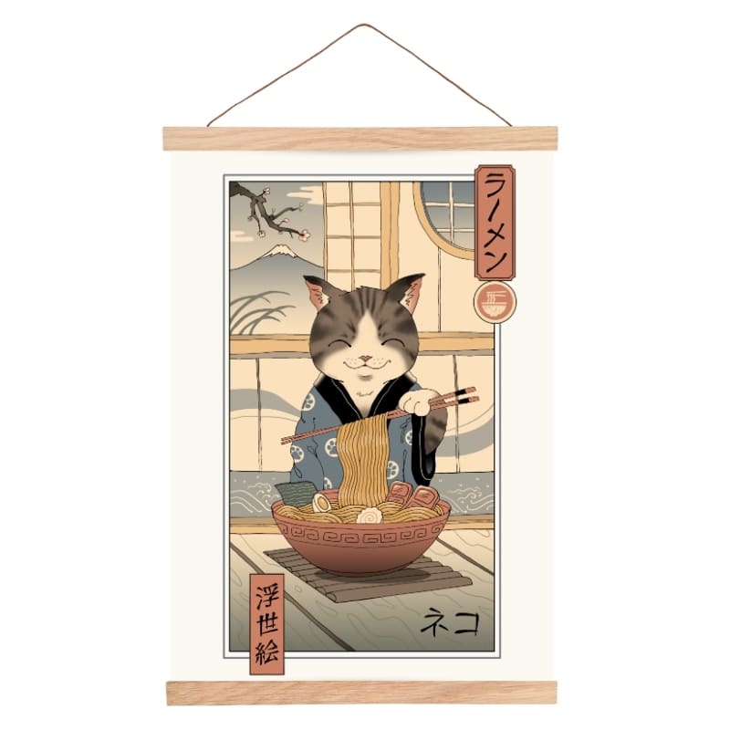 Japanese Poster - Ukiyo-e Neko Ramen A3