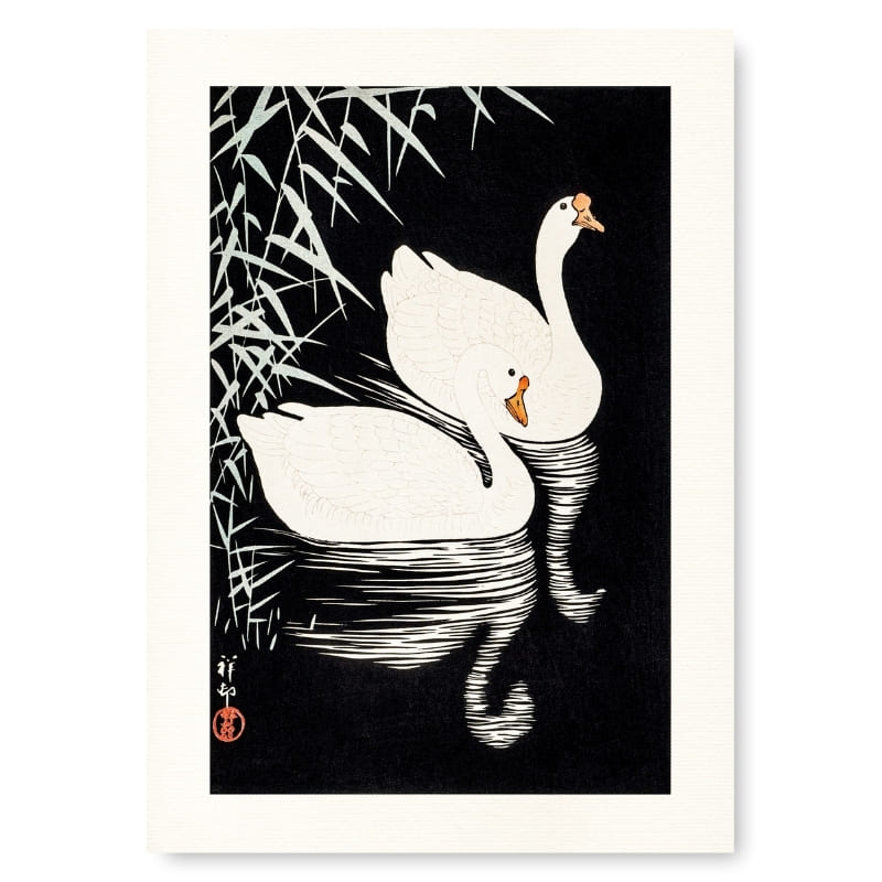 Japanese Poster - White Geese from China A3