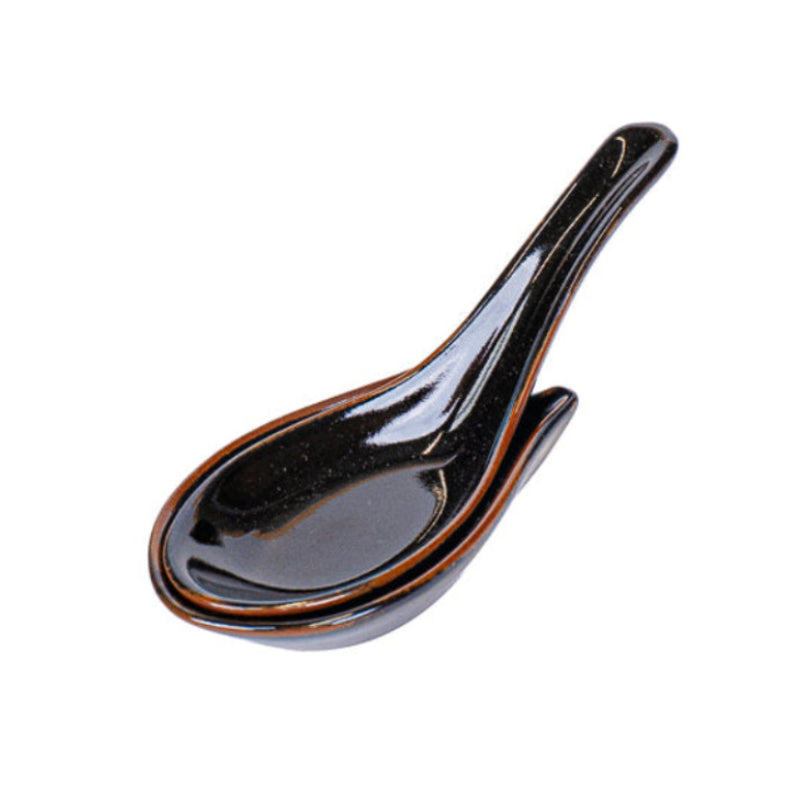 Japanese Ramen Spoon with Stand - Black
