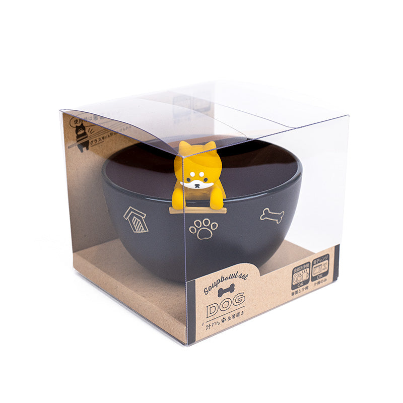 Japanese Soup Bowl & Chopstick Rest - Shiba Inu