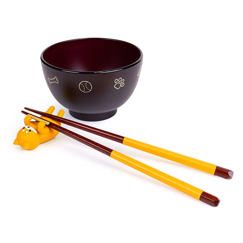 Japanese Soup Bowl & Chopstick Rest - Shiba Inu