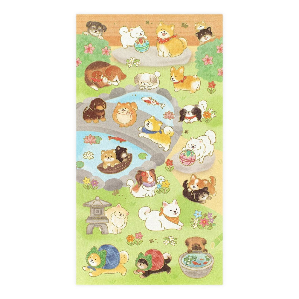 Japanese Stickers - Dogs & Japanese Garden