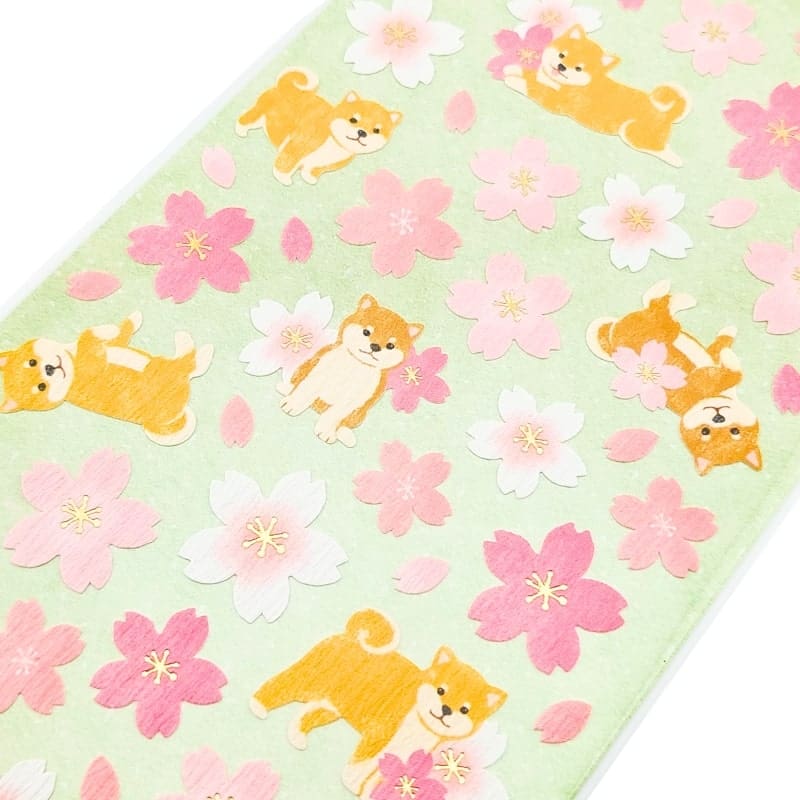 Japanese Stickers -Sakura Shiba Inu