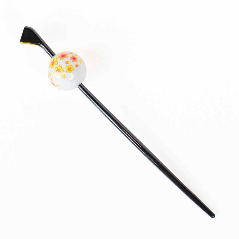 Japanese Tama Kanzashi Hairpin – White Ukidama Ball