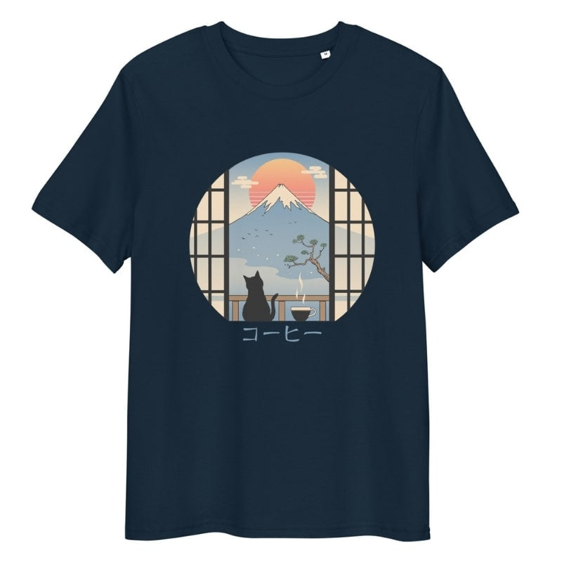 Japanese Tee Shirt - Cat & Mount Fuji | Japan Avenue