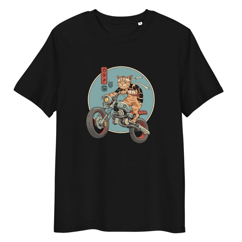 Japanese Tee Shirt - Neko Rider S / Black