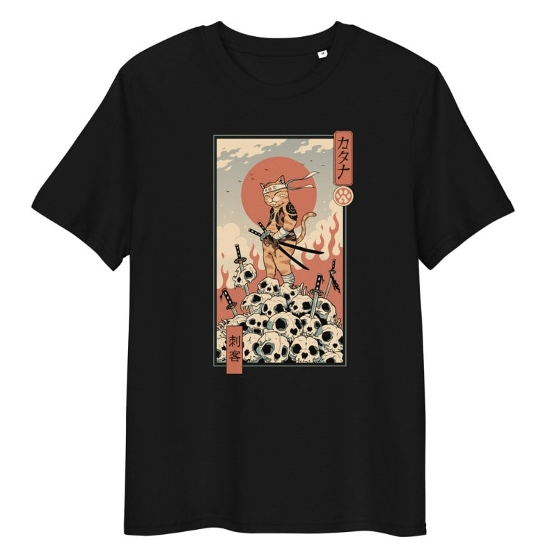 Japanese Tee Shirt - Ukiyo-e Neko Killer S / Black