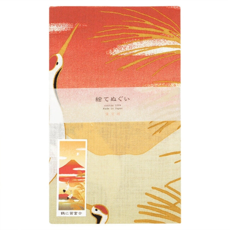 Japanese Tenugui Crane & Fuji