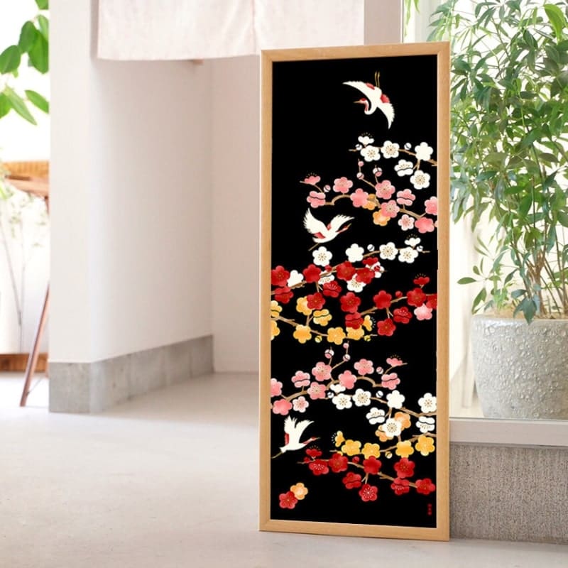 Japanese Tenugui – Ume to Tsuru