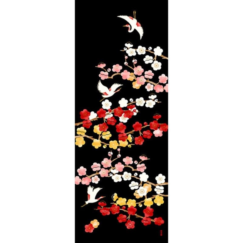 Japanese Tenugui – Ume to Tsuru