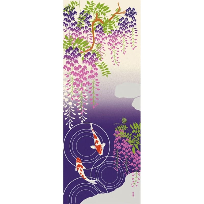 Japanese Tenugui – Wisteria & Koi