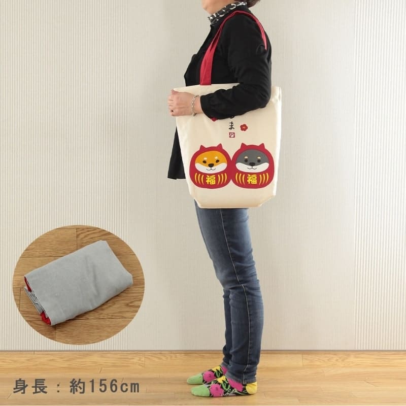 Japanese Tote Bag – Ivory Shiba Daruma