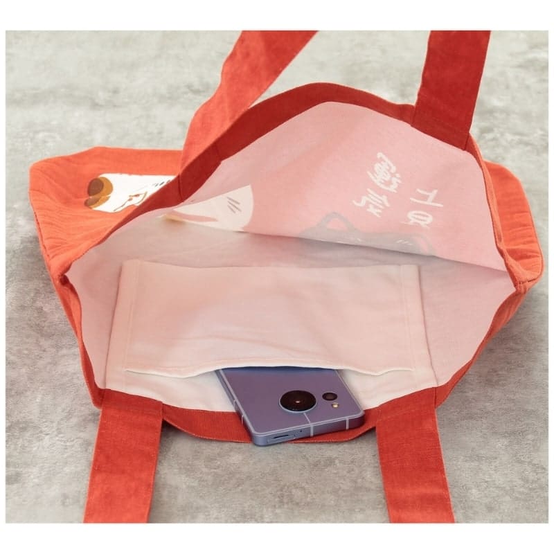 Japanese Tote Bag – Red Maneki Neko Shōfuku