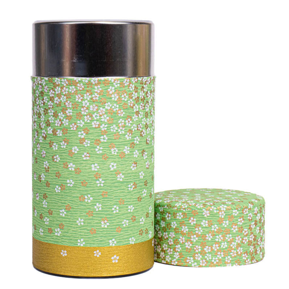 Japanese Washi Tea Caddy - Hanazono Green