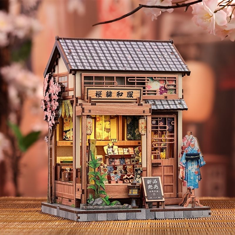 Japanese Wooden Miniature House Sakura Kimono Shop