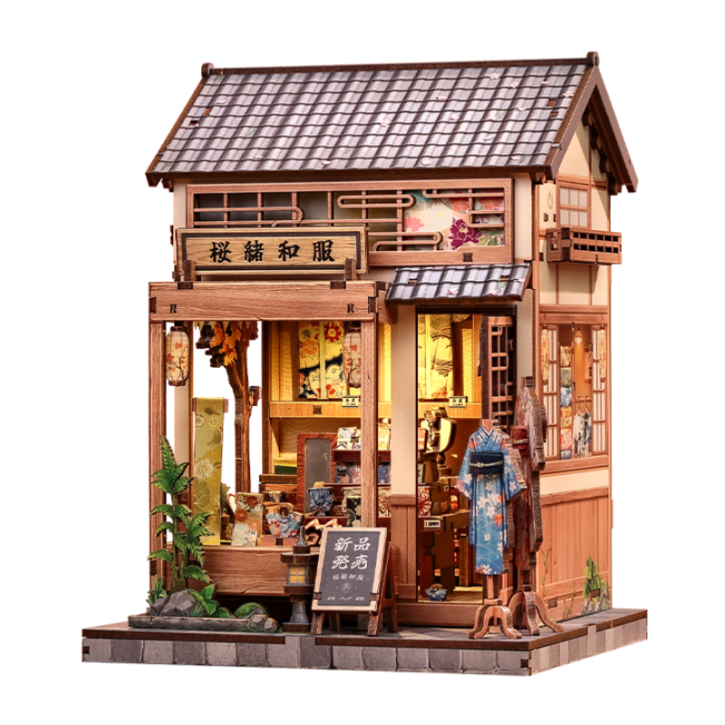 Japanese Wooden Miniature House Sakura Kimono Shop